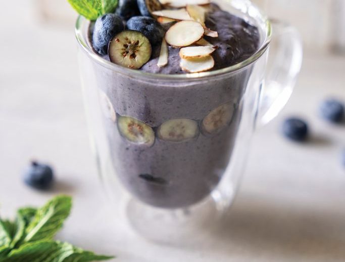 Floral Breakfast Blueberry Pudding Bowl
