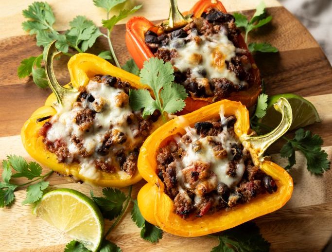 Bison and Black Bean Stuffed Peppers